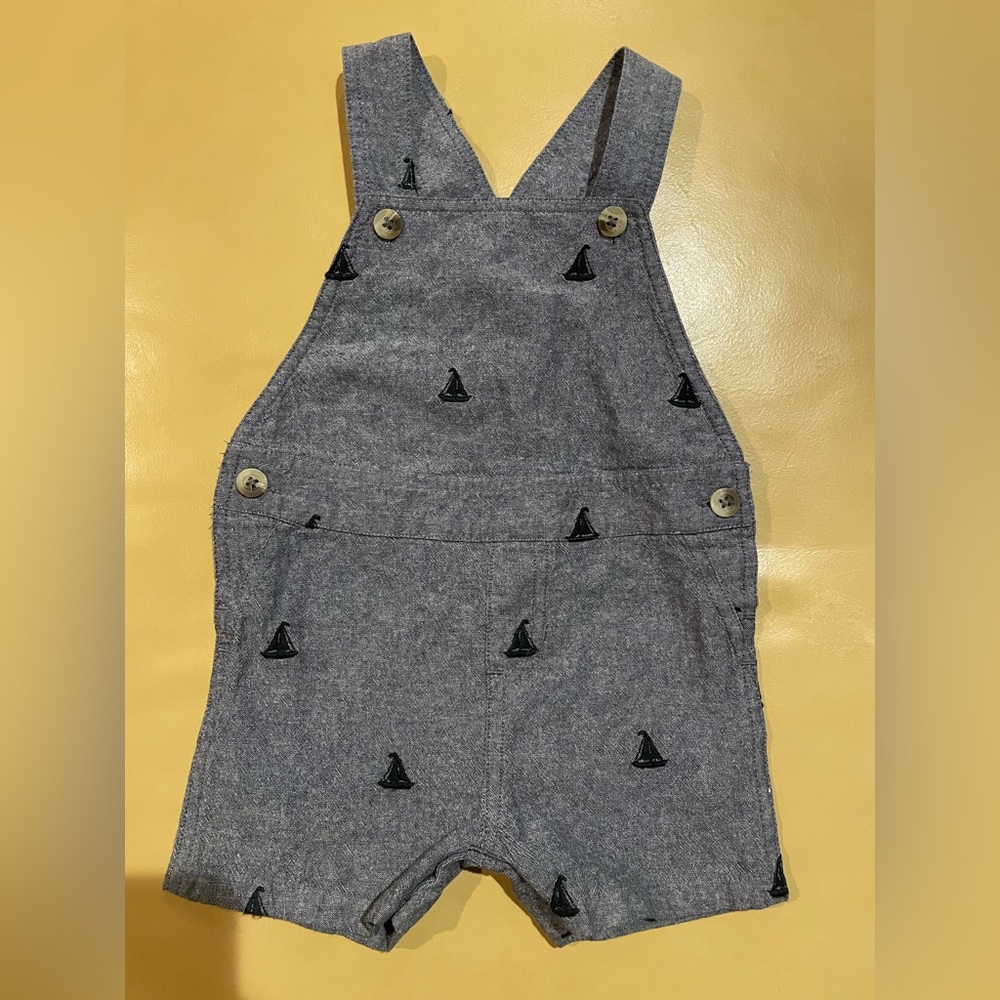 Crown And Ivy Baby Boys Linen Overalls Sailboat-EUC